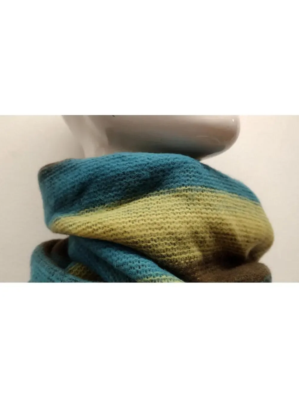 Infitiny Scarf Brown Striped Yellow Sky Blue Acrylic ONE SIZE SCARF Raver Y2K